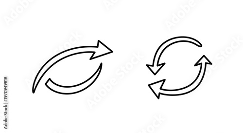 Refresh and Reload Arrow Icons, Circular Cycle Symbols for Update or Repeat