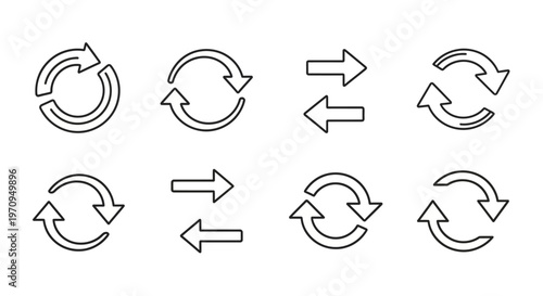 Refresh Reload Cycle Arrows Vector Icons Set for Web and App Interface Design