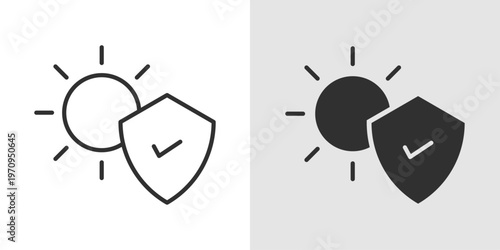 Sunscreen Protection Icon representing sun safety, UV protection, skincare defense, and sunblock usage.