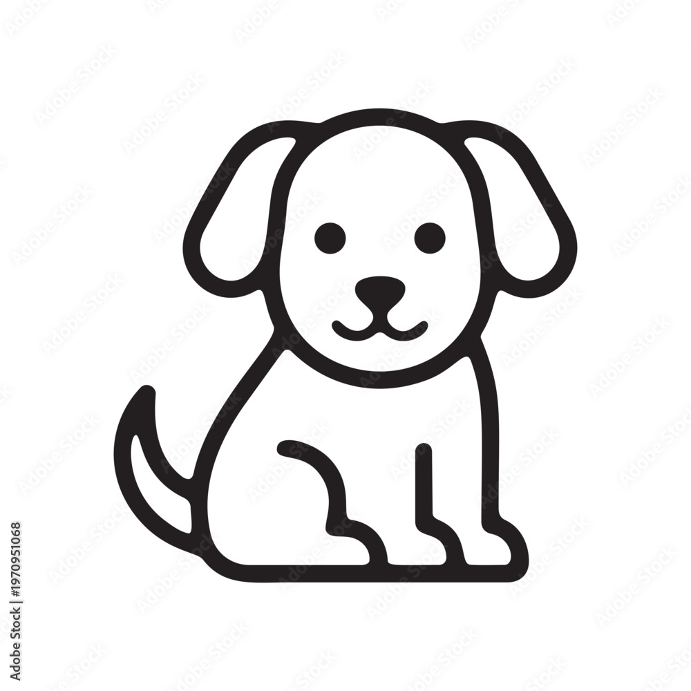 Obraz premium Dog sitting line icon