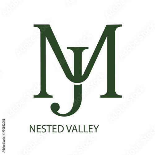 Nested Valley Monogram Logo Design – Minimal Landscape Lettermark Vector