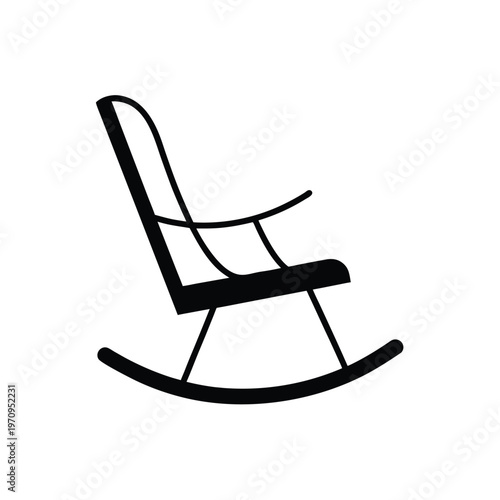 Simple black silhouette of a classic rocking chair on a white background.