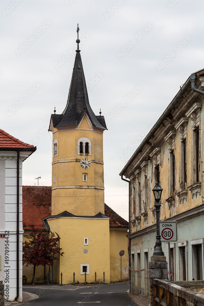 Fototapeta premium Historic church in the town of Kostanjevica na Krki in Slovenia