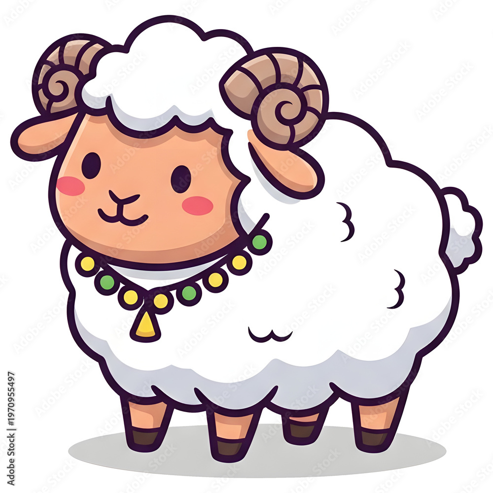 Obraz premium Cute cartoon sheep for qurban theme