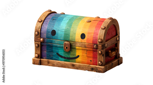 Cartoon_style_treasure_box isolated on transparent background