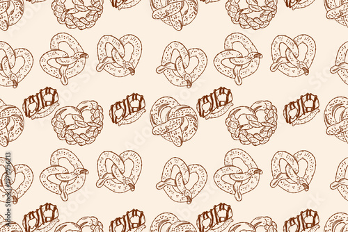 Street snack pretzel pattern with salted bakery food fast casual style