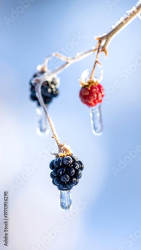 Frozen Berries on a Branch - A Winters Tale of Nature.