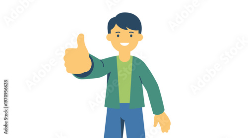 Positive Affirmation: An illustration of a cheerful individual, offering a thumbs-up gesture. Signifying approval and agreement, the image embodies positivity.