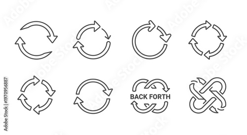 Circular Arrow Icons Set: Refresh, Recycle, Loop, and Continuous Process Symbols