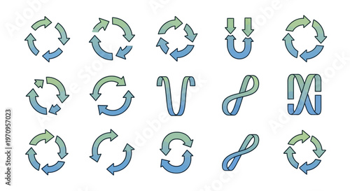 Circular Arrows Collection: Refresh, Recycle, Process, and Loop Icons