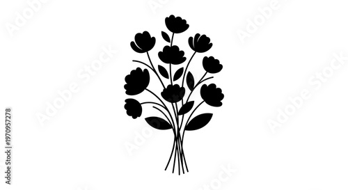 Black silhouette of a flower bouquet.