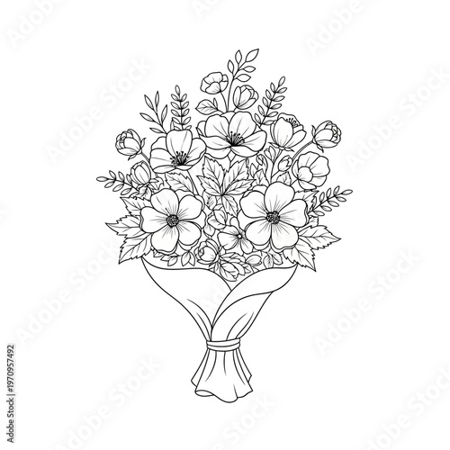 Bouquet of flowers in a wrapping.