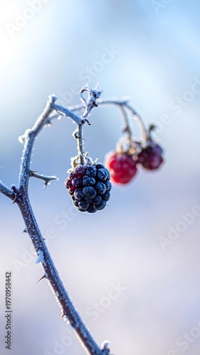 Frozen Blackberry Branch - A Winters Tale of Berries and Ice.