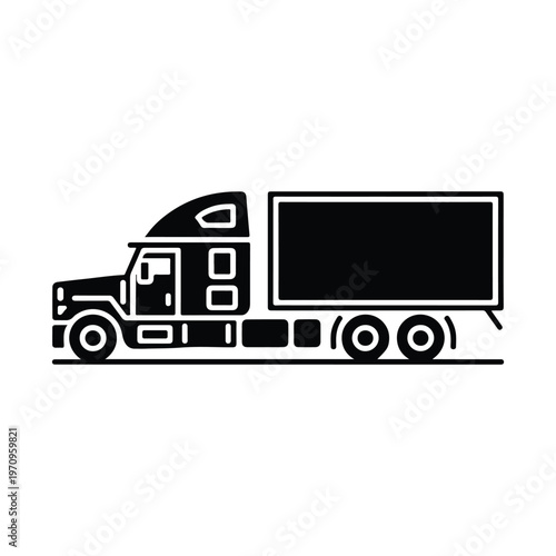Semi Truck with Trailer Silhouette Logo, truck logistic vector, Black Truck Vector Icon, Semi Truck Vector Icon