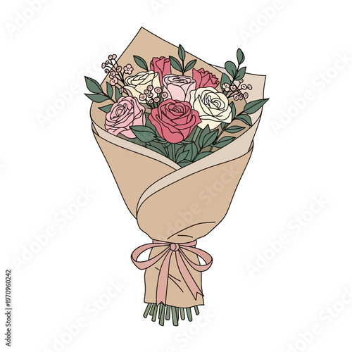 Bouquet of Roses and Flowers.