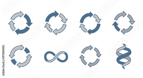 Cycle and Infinity Arrow Icons Set for Process, Refresh, and Continuity Concepts