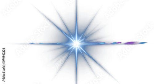 A brilliant white lens flare radiates from the center of a deep black backdrop.