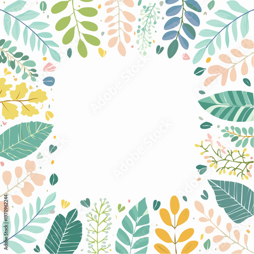 大人かわいい植物四角フレームベクター素材