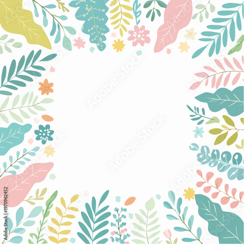 大人かわいい植物四角フレームベクター素材