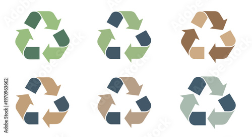 Recycling Symbols in Diverse Earth Tone Colors for Sustainable Environment