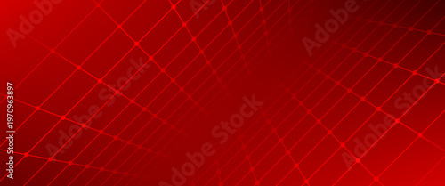 Abstract Red Perspective Grid Digital Background, Futuristic Cyberspace Wireframe Floor with Glowing Light for Technology, Gaming, and Data Visualization Design - Vector Illustration