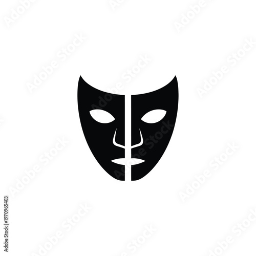 Black and white theatrical mask icon.