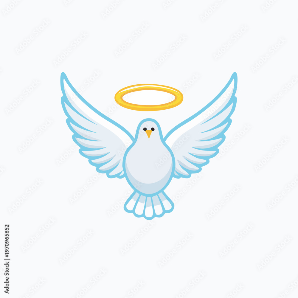 Obraz premium White Dove with Halo Flying Symbolizing Peace and Spirituality.