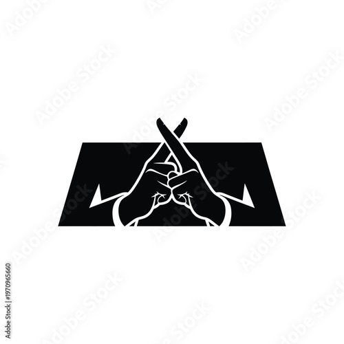 Hands forming an X gesture, symbolizing refusal or prohibition.