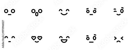 Collection of various cute emoticon faces on white background