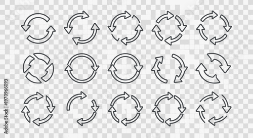 Refresh, Recycle, Reload Arrow Icons Set. Circular Update and Repeat Symbols