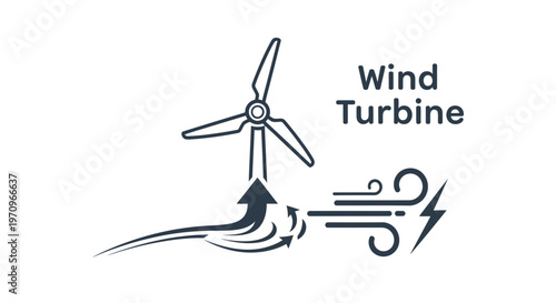 Wind Turbine Icon for Renewable Energy and Electricity Generation