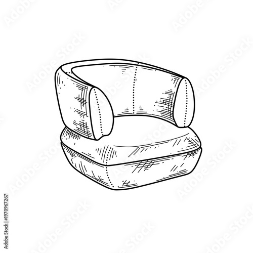 hand drawn relaxing living room sofa line art vector illustration