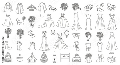 Collection of Hand-Drawn Royal Attire and Accessories.