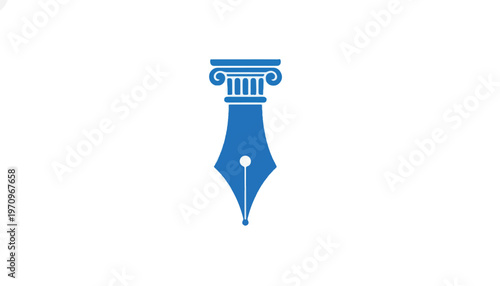 Blue fountain pen nib with column icon