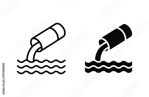 A black and white illustration of oil pouring into water