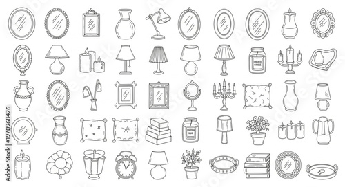 Collection of Hand-Drawn Icons Representing Various Objects and Concepts.