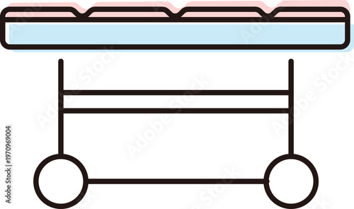 Table on wheels for moving items in a work or storage area during the day
