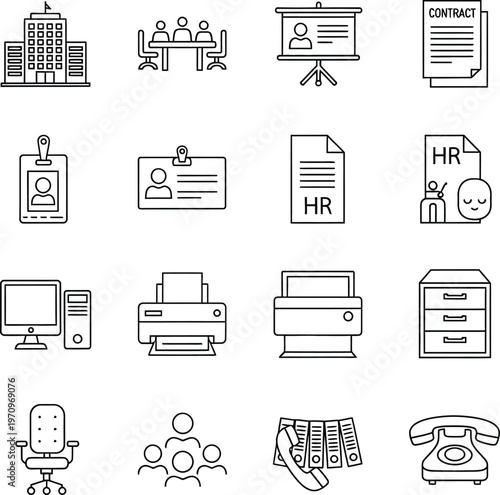 Digital Marketing Icon Set Minimal Line Design