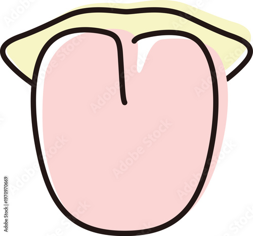Food taste illustration showing a simple tongue with taste buds, often used to explain flavors and sensations in food