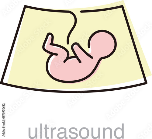 Ultrasound shows a developing fetus inside the womb during a medical check-up in a clinic setting