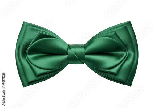 A beautiful emerald green silk bow tie isolated on transparent background for formal events and fashion accessories