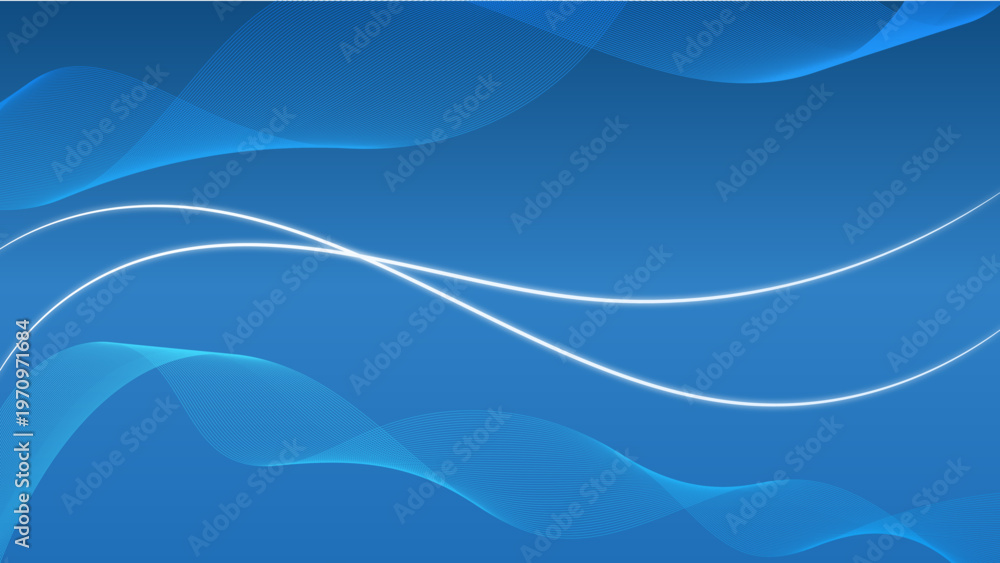 Naklejka premium 1. Abstract blue wave background with glowing lines and flowing digital mesh