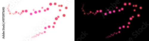 Pink glowing star trail effect with transparent and black backgrounds