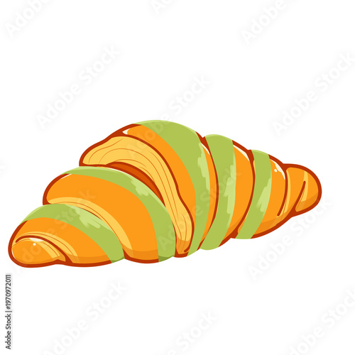 Matcha Layered Croissant Illustration