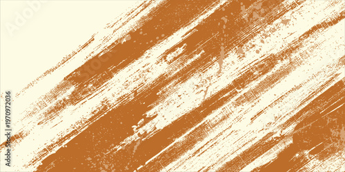 Warm Brown and Cream Diagonal Brush Strokes Pattern with Distressed Splatter Effect