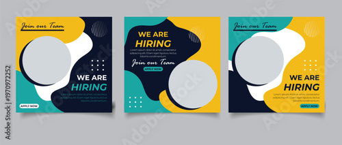 We are hiring job vacancy square social media post banner template	