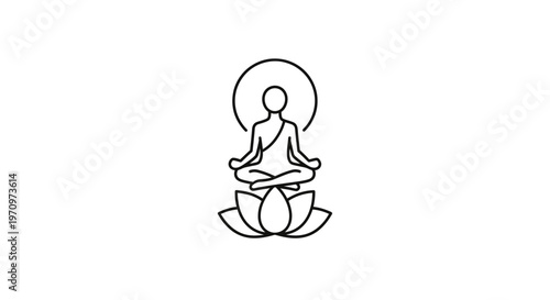 Meditating Person Sitting on Lotus Flower.