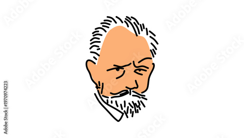 Pyotr Ilyich Tchaikovsky portrait, flat vector illustration