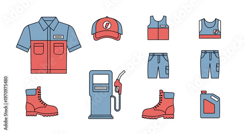 Gas Station Worker Uniform Equipment.