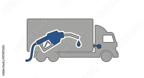 Truck Refueling with Gasoline Nozzle.